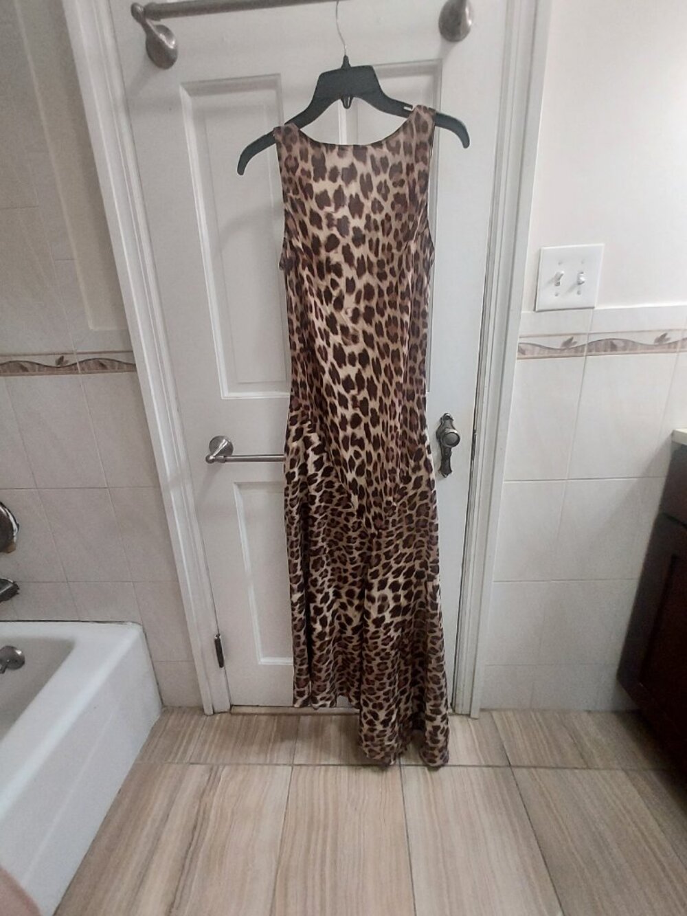 REALISATION PAR Romy Leopard Animal Print Silk Sleeveless Maxi Dress